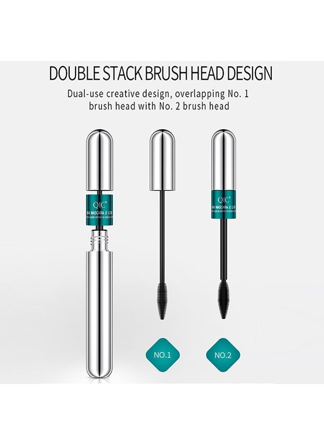 QIC 2 in 1 Mascara - 4D Silk Fiber Lash Mascara, Thrive Mascara For Natural Lengthening And Thickening Effectno clumping Superstrong Mascara for LongLasting Beauty Charming Eye Make up  - Image 2