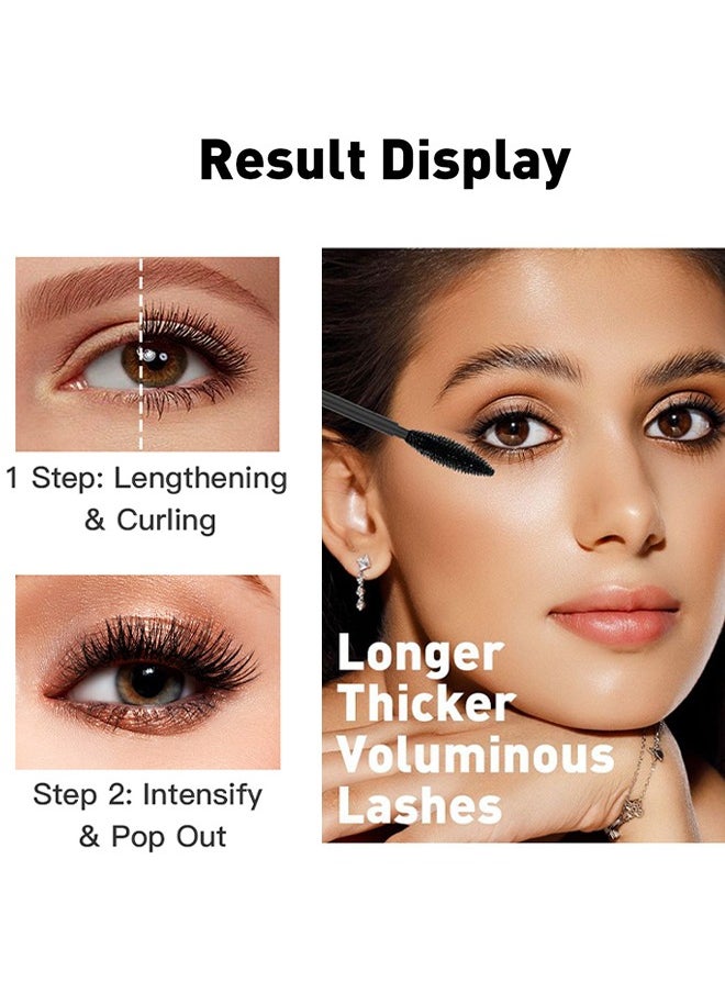 QIC 2 in 1 Mascara - 4D Silk Fiber Lash Mascara, Thrive Mascara For Natural Lengthening And Thickening Effectno clumping Superstrong Mascara for LongLasting Beauty Charming Eye Make up  - Image 3