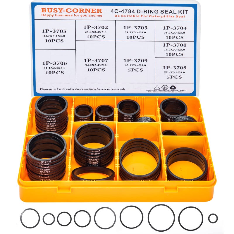 BUSY-CORNER طقم دائرية D-Ring 4C-4784 من BUSY-CORNER، نيتريل 90، ملحقات خرطوم هيدروليكي، تناسب حفارة كاتربيلر CAT 2701535 4C4784 بديل - Image 1