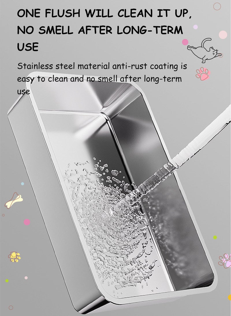 Kidle Stainless Steel Cat Litter Box Metal Cat Litter Box Tray with High Wall Sides Easy to Clean  - Image 5