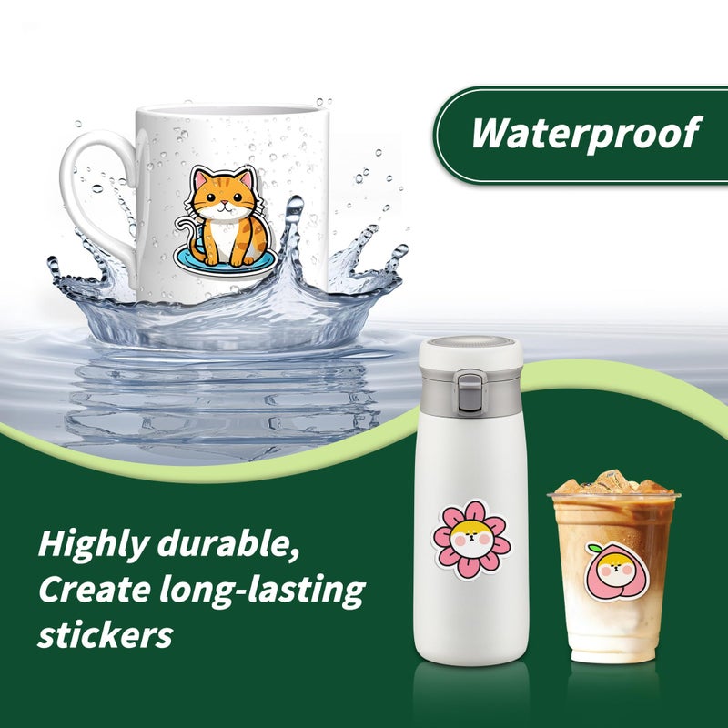 BETCKEY Glossy Printable Vinyl Sticker Paper for Inkjet & Laser Printer - 30 Sheets - 8.5" x 11" - Waterproof, Dries Quickly Vivid Colors - Image 4