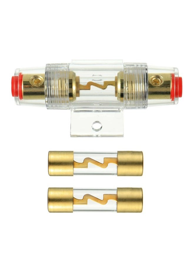 BOJACK 1 Pcs Gold Plated Inline AGU Fuse Holder ＆ 2 Pcs Gold Plated Glass 20A AGU Fuse for Automotive Audio Power Safety Protection (20A) - Image 3