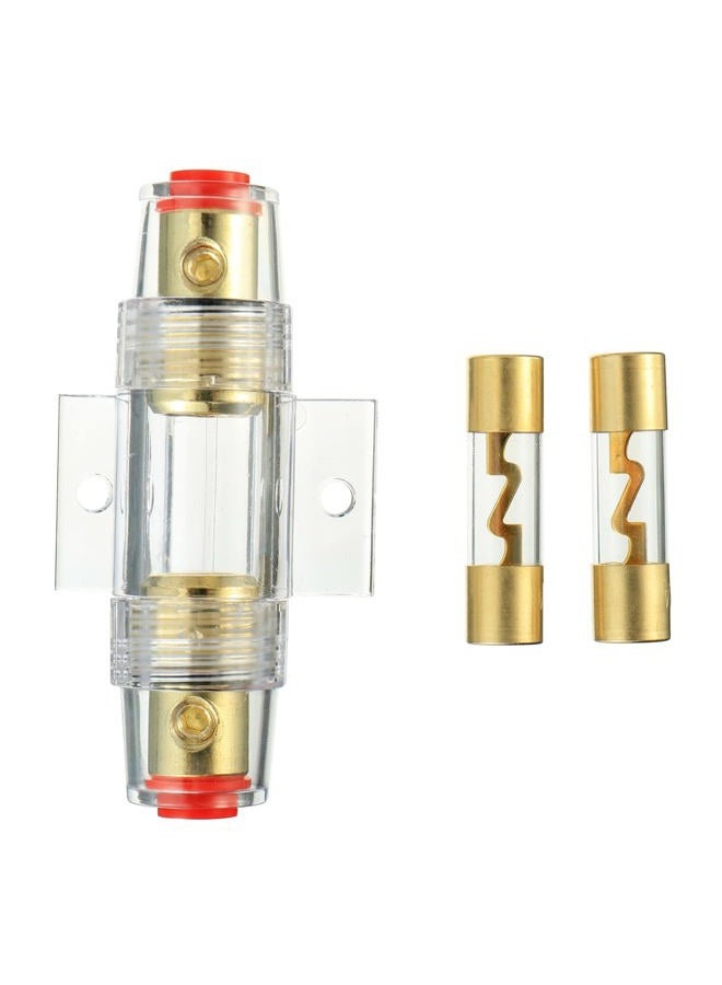 BOJACK 1 Pcs Gold Plated Inline AGU Fuse Holder ＆ 2 Pcs Gold Plated Glass 20A AGU Fuse for Automotive Audio Power Safety Protection (20A) - Image 2