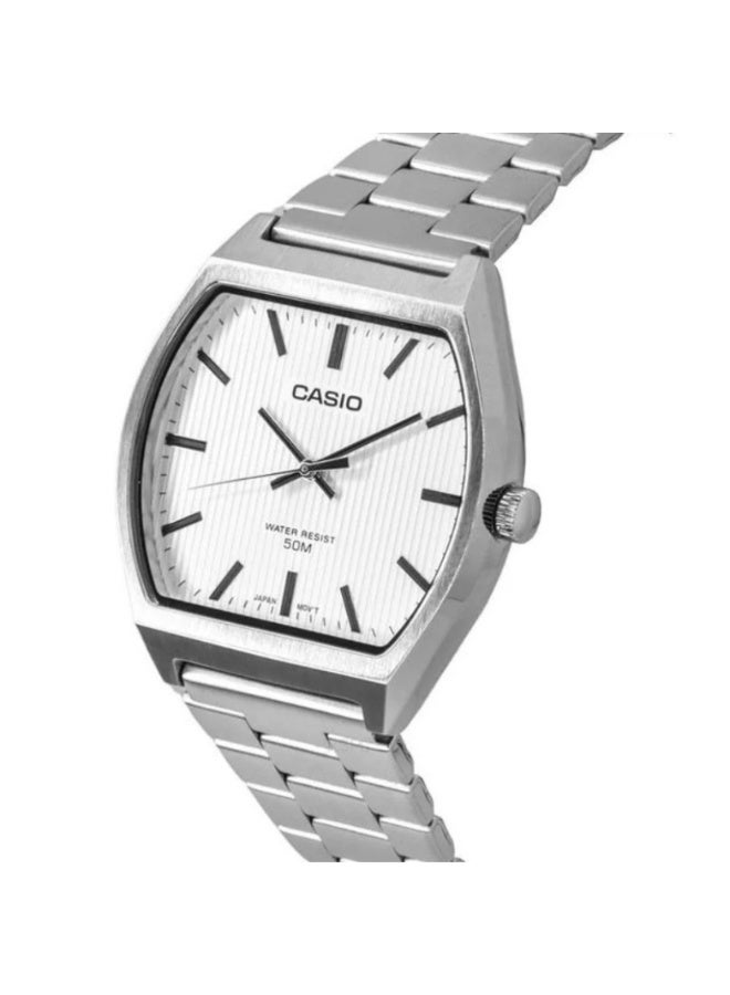 Casio MTP-B140D-7AVDF Men’s Analog Watch – White Dial, Silver Stainless-Steel Bracelet, Slim Minimalist Design - Image 2