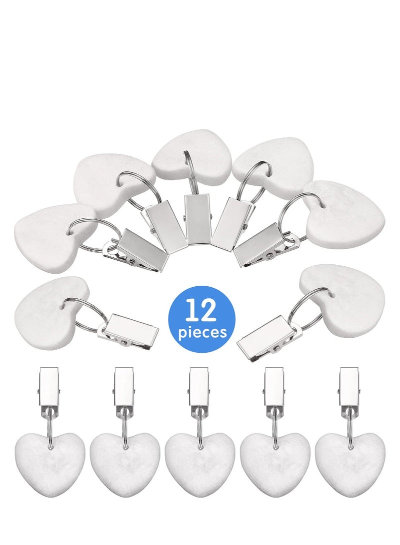 Tablecloth Weights Clip,Marble Heart-Shaped Weights,Stainless Steel Clips - Set of 12,Keep Your Tablecloth Secure(White) - Image 3