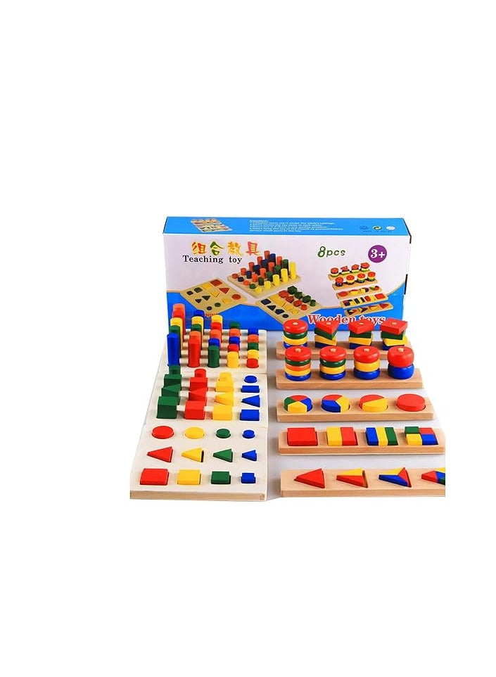 FUN TIME Wooden Shapes and Colors Toy Set 8 Pieces  - Image 1