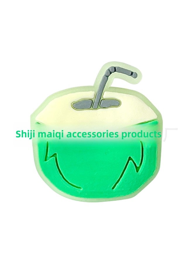 Luminous Fruit Straw PET Spiral Straw Cartoon Straw Sticker Patch Food Grade Color Elbow Decoration-Color:XXG270-01-Specifications:Straw + Shoe Flower - Image 1