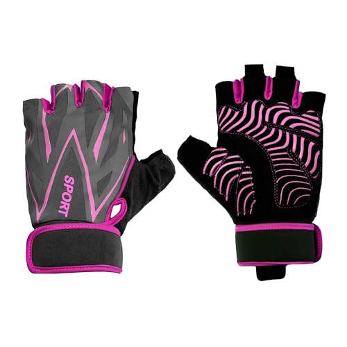 BADOWL Gym Gloves for Men & Women with Wrist Support | Gloves for Professional Weightlifting, Exercise, Training, Cycling, Bike Sports Gloves (Pink - M) - Image 1
