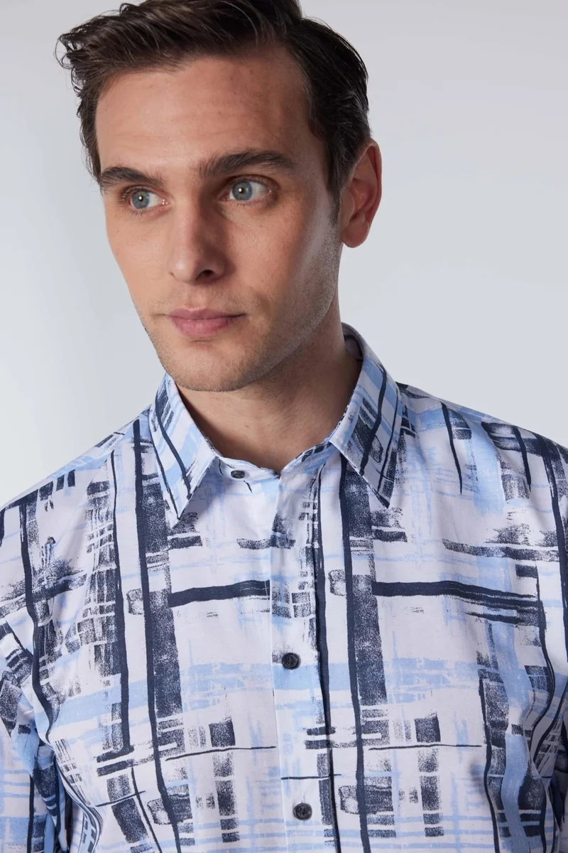 تودورس Slim Fit Long Sleeve Patterned Cotton Easy Iron Men's Shirt