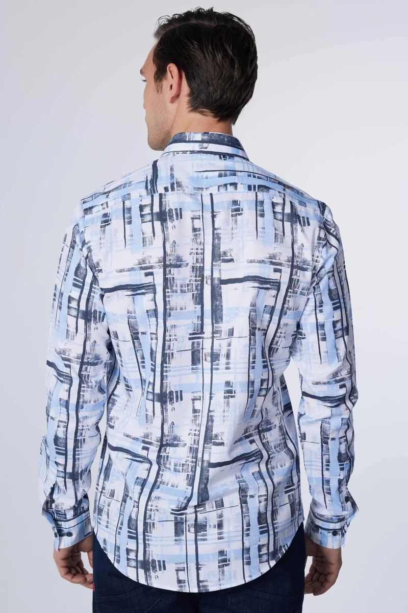 تودورس Slim Fit Long Sleeve Patterned Cotton Easy Iron Men's Shirt