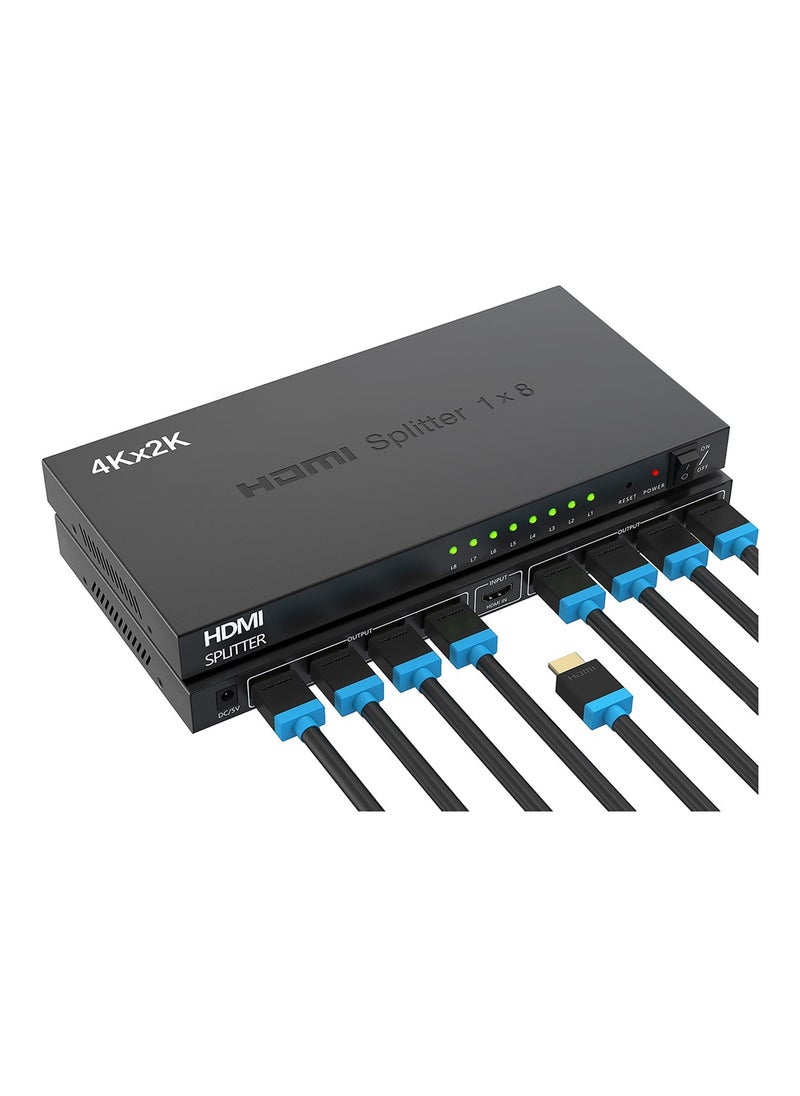 Generic 4K 1x8 HDMI Splitter, 4K HDMI Splitter, 1 in 8 Out HDMI Splitter, Multi Monitor Outputs Support 4K Ultra HD & 3D, 8 Port Powered HDMI Splitters, for Commercial Office/PS4/HDTV/Projector (UK Standard)  - Image 1