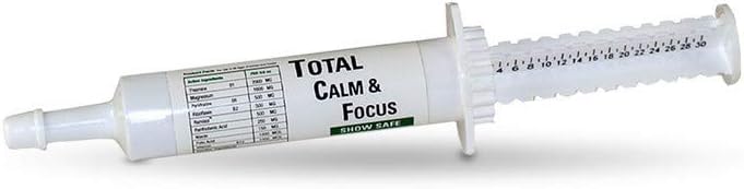 Total Calm and Focus for Horses Supplement - Magnesium & Calming Formula for Horse Show, Training, & Performance Mental Alertness Without Drowsiness, Show Safe, Horses Perfect Prep 1oz Syringe