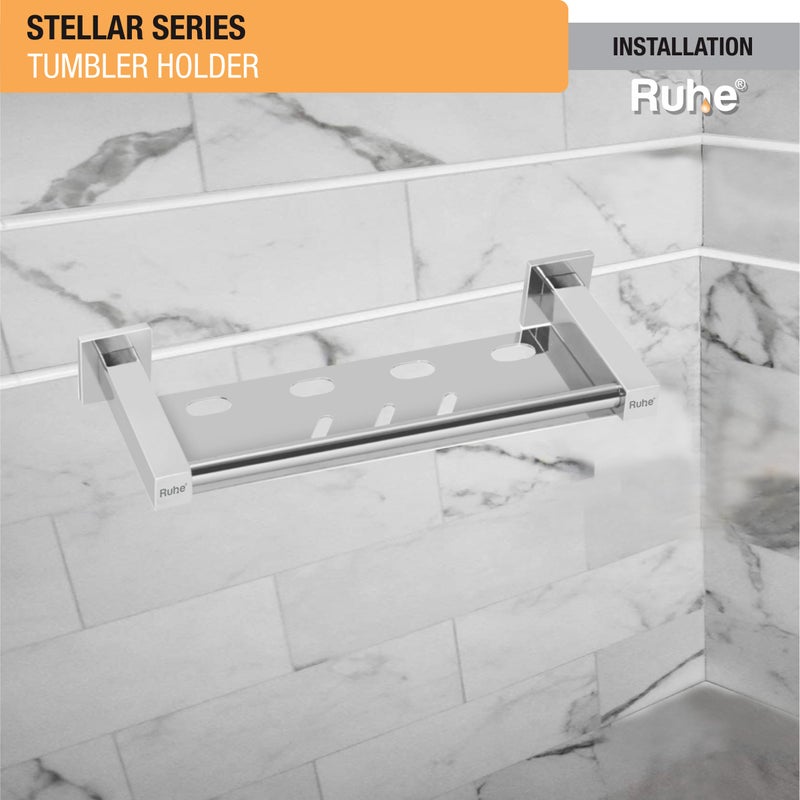 Ruhe Stellar Stainless Steel Tumbler Holder | Wall Mounted | Toothbrash, Toothpaste Holder for Bathroom | Bathroom Accessories | Tumbler Stand | Bathroom Organizer | Chrome Finish - Image 4