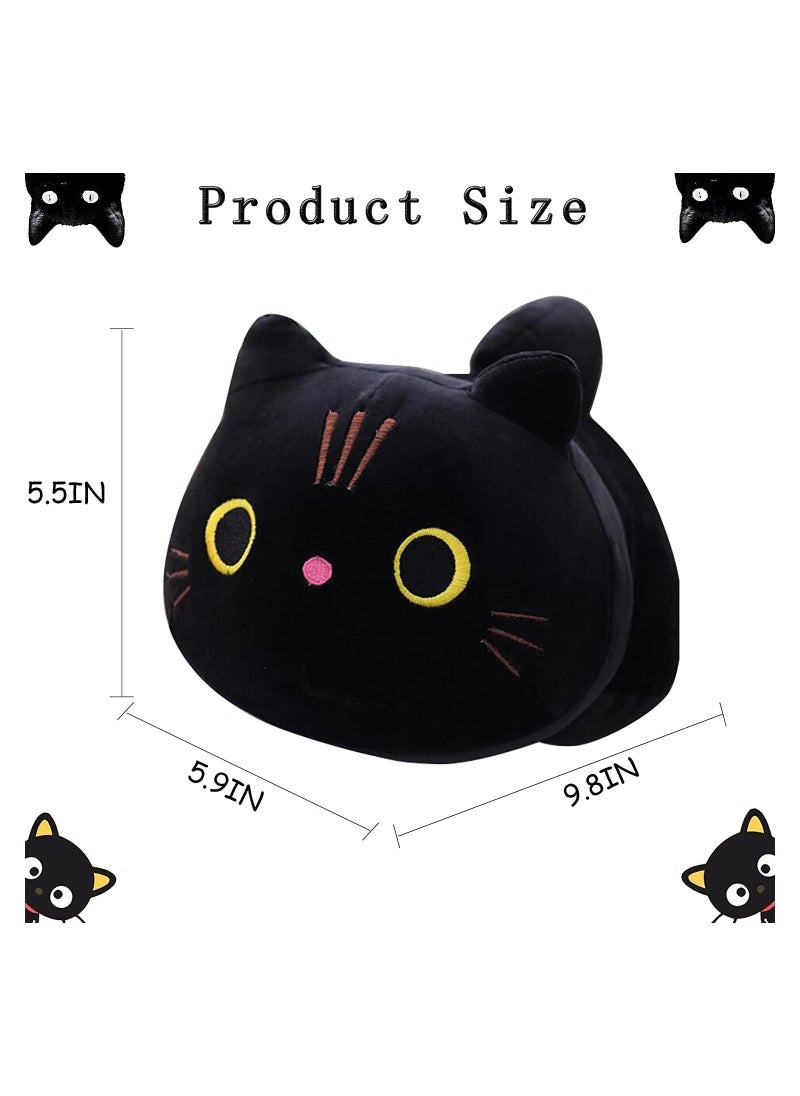 SYOSI 10Inch Black Cat Plush Pillow Cat Stuffed Animal Plushies Cute Kitten Toys Sleeping Hugging Pillow Soft Cushion for Girls Kids Women 1PC  - Image 5