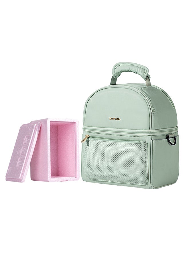 Sunveno Insulated Lunch Bag With Thermo Box And 4 Piece Shark Ice Pack Set - Green - Image 2