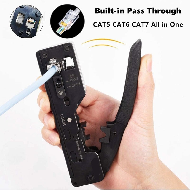 Seth Enterprises (Cat7 Pro Tool) Pass Through RJ45 Cat7 & Cat6A Crimping Connectors, 8P8C Modular Plug, 50U Nickel Plated, 23 AWG, for Network Cable - Image 5