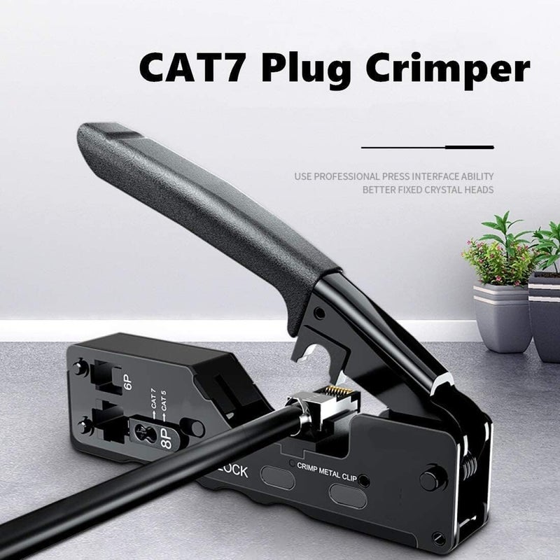 Seth Enterprises (Cat7 Pro Tool) Pass Through RJ45 Cat7 & Cat6A Crimping Connectors, 8P8C Modular Plug, 50U Nickel Plated, 23 AWG, for Network Cable - Image 3