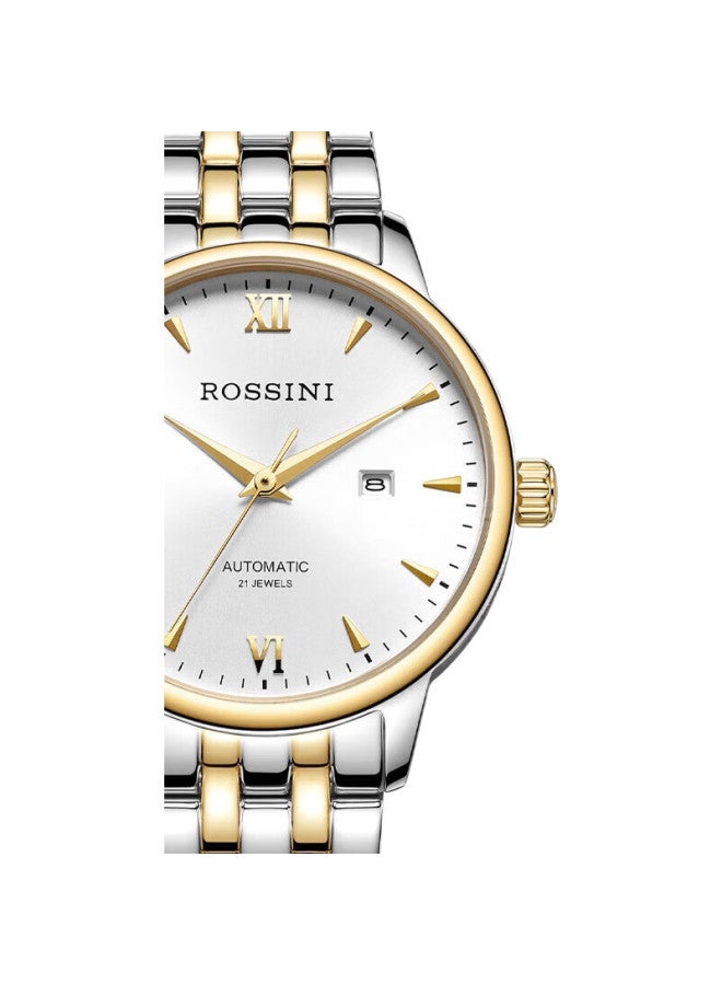 ROSSINI Women'S Watch Business National Watch Mechanical Watch White Dial Steel Strap 517774 - Image 1