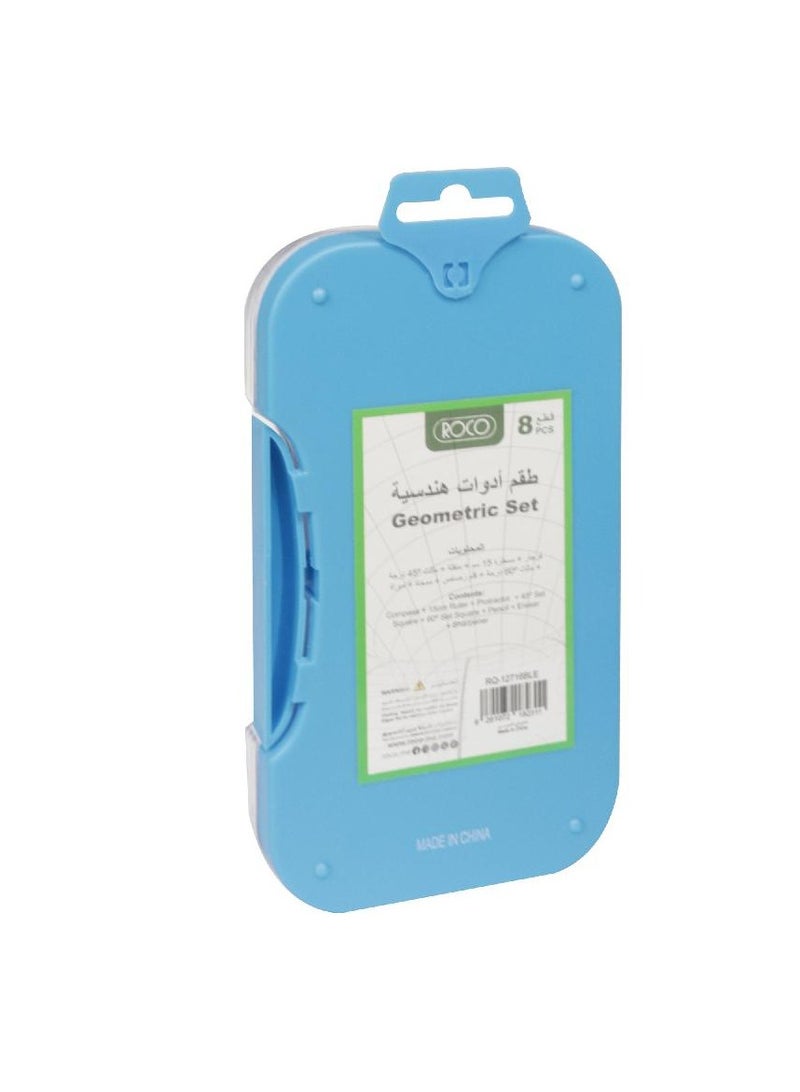 روكو مجموعة الهندسة مجموعة الرياضيات/بلاستيك أزرق، ٨ أجزاء - Image 3
