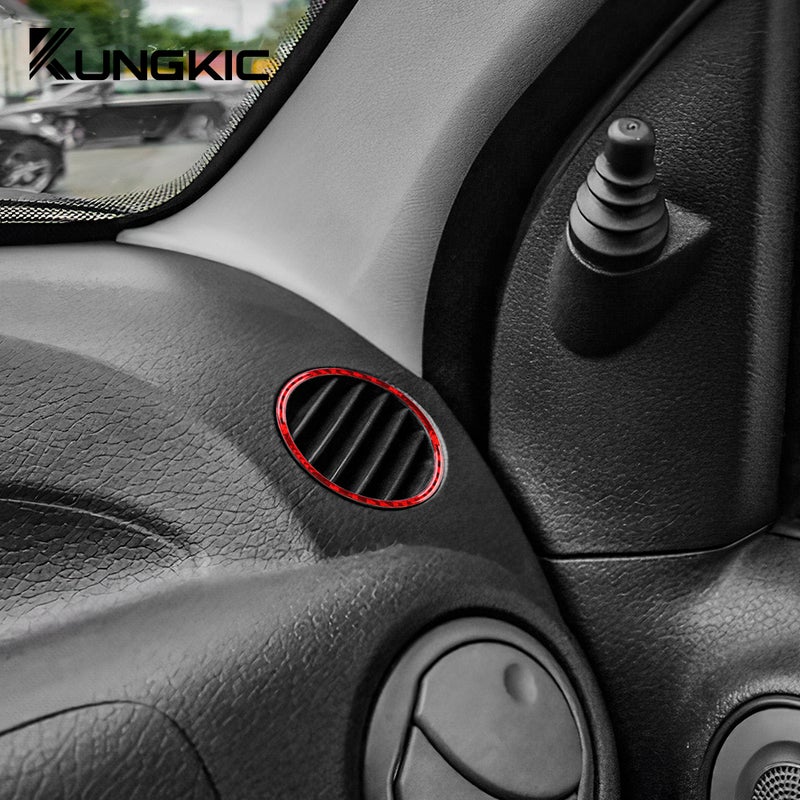 Real Soft Carbon Fiber Sticker For Fiat Panda 2003 2004 2005 2006 2007 2008 2009 2010 2011 LHD RHD Car Instrument Air Outlet - Image 2