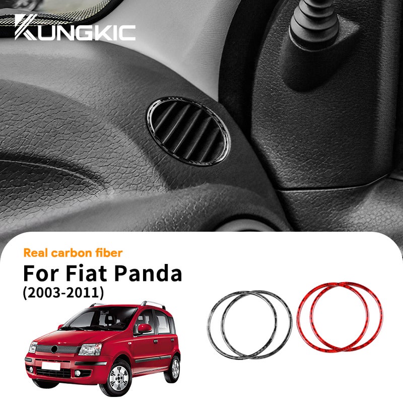 Real Soft Carbon Fiber Sticker For Fiat Panda 2003 2004 2005 2006 2007 2008 2009 2010 2011 LHD RHD Car Instrument Air Outlet - Image 1