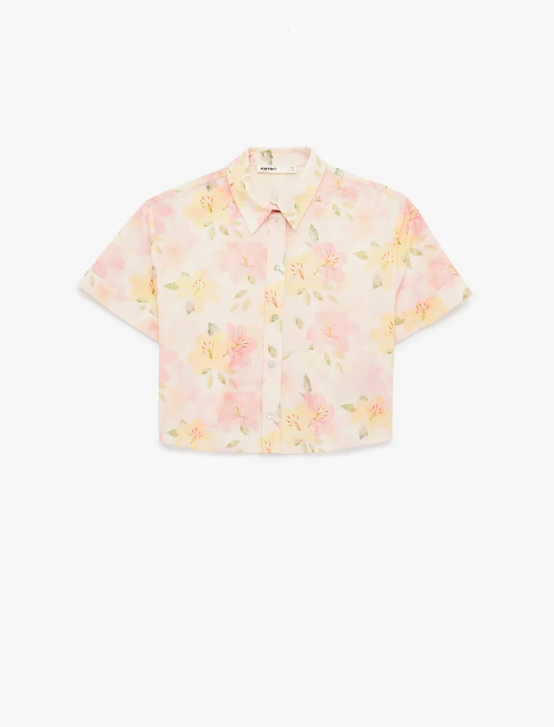 كوتون Floral Crop Shirt