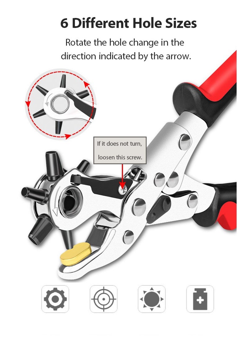 Labour-saving Leather Hole Punch, Belt Hole Puncher for Leather, Revolving Punch Plier Kit,Leather Punch Plier for Leather, Belts, Watches, Handbags, Leather Punch Tool for Belts Diameter : 4.5/4 /3.5/3/2.5/2mm. - Image 3