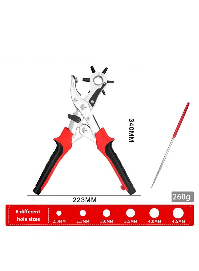 Labour-saving Leather Hole Punch, Belt Hole Puncher for Leather, Revolving Punch Plier Kit,Leather Punch Plier for Leather, Belts, Watches, Handbags, Leather Punch Tool for Belts Diameter : 4.5/4 /3.5/3/2.5/2mm. - Image 2