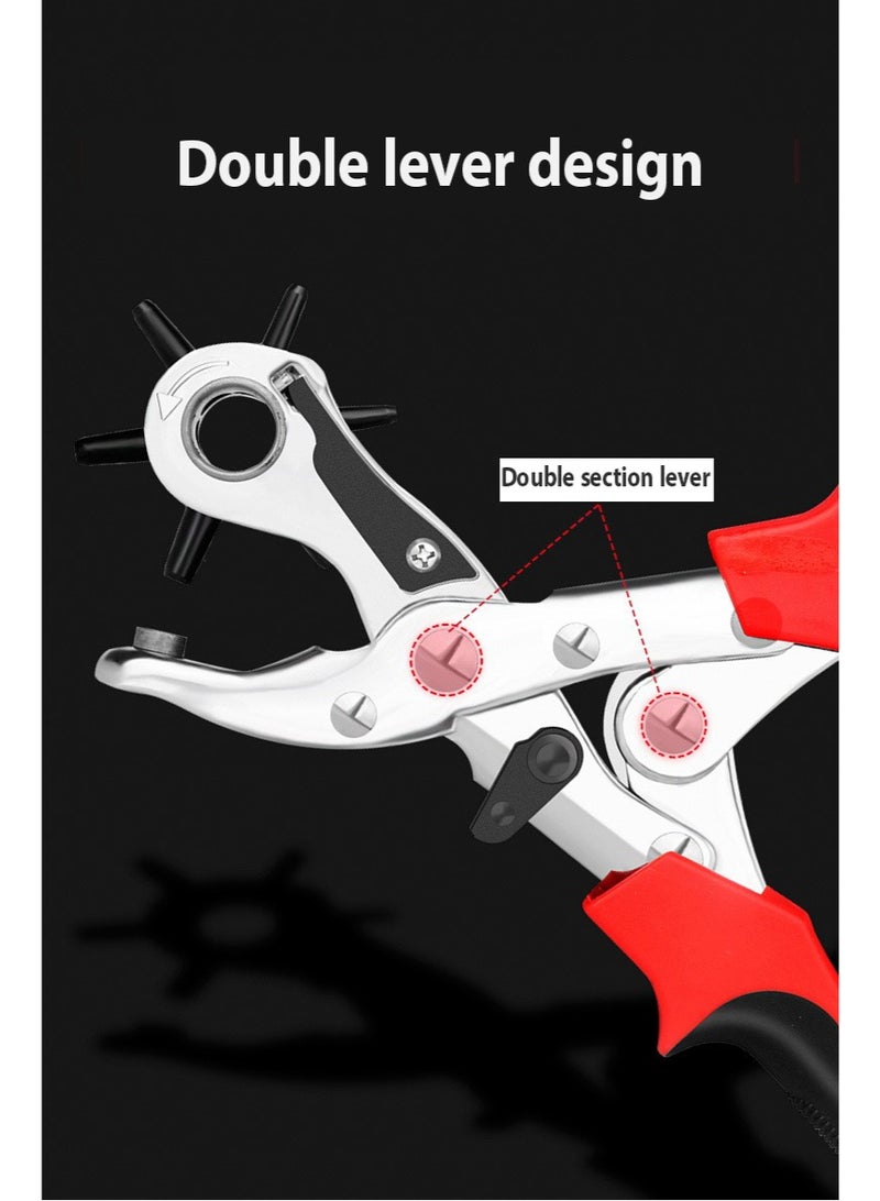 Labour-saving Leather Hole Punch, Belt Hole Puncher for Leather, Revolving Punch Plier Kit,Leather Punch Plier for Leather, Belts, Watches, Handbags, Leather Punch Tool for Belts Diameter : 4.5/4 /3.5/3/2.5/2mm. - Image 5