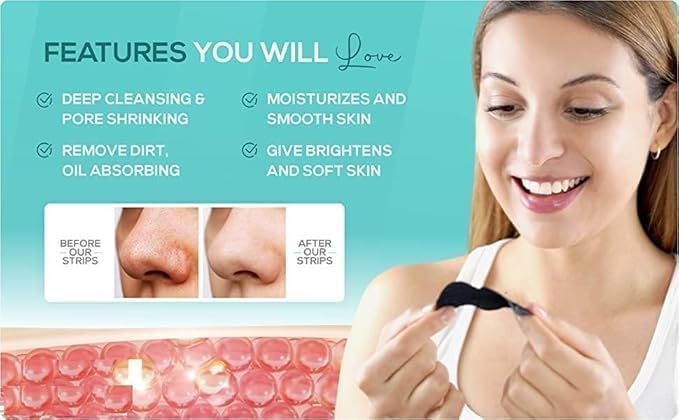 Generic Charcoal Pore Strips for Blackhead Removal Deep Cleansing Nose Strips Pack of 5  - Image 2