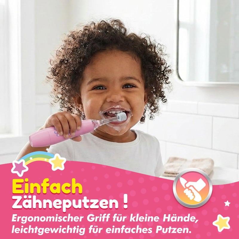 ReDISEN Toddler Electric Toothbrush with 360Â° Brush Head for All-Around Clean, Baby Sonic Toothbrush with Gentle Vibrations for Ages 1-5, LED Lights & 2-Min Timer Attract Kids Interest (Pink Unicorn) - Image 3