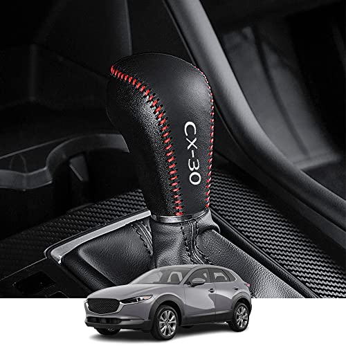 Kakash Custom Interior Accessories for Mazda CX30 2020 2021 2022 Leather Automatic Gear Shift Knob CoverTransimission Boots Shift Lever Leather SheathRed Stitches - Image 1