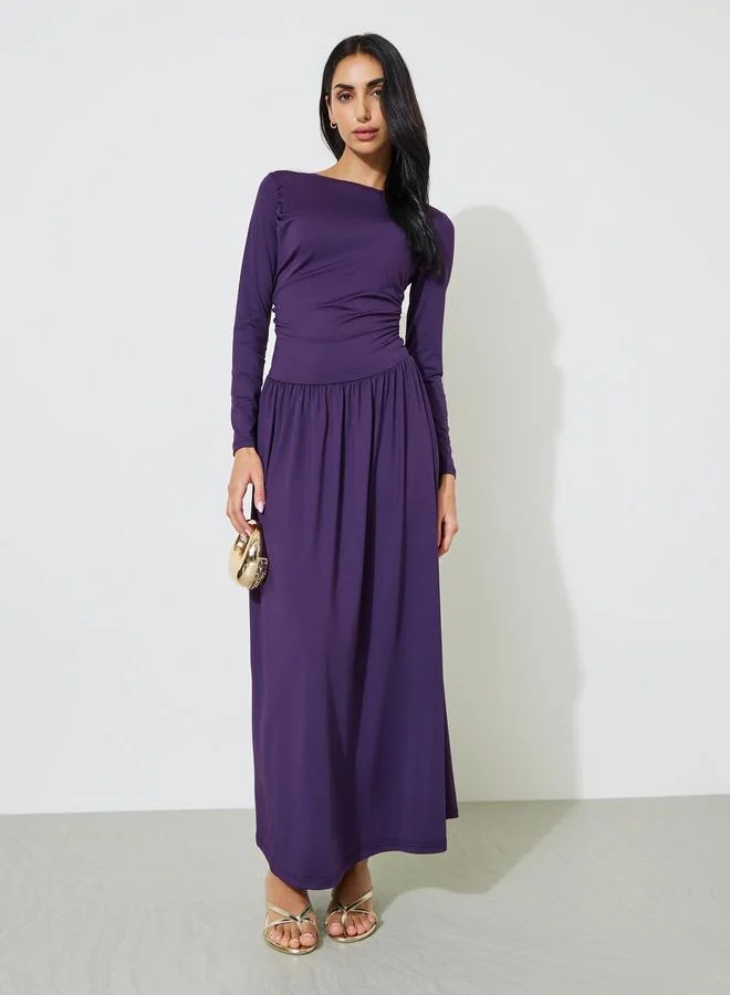 ستايلي Purple Side Gathered A-Line Maxi Dress