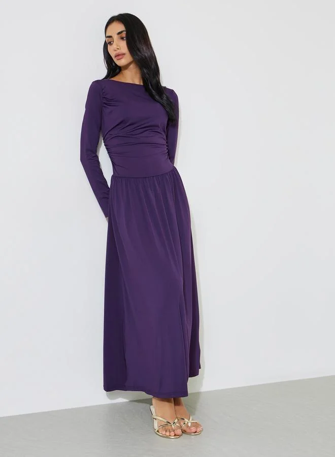 ستايلي Purple Side Gathered A-Line Maxi Dress