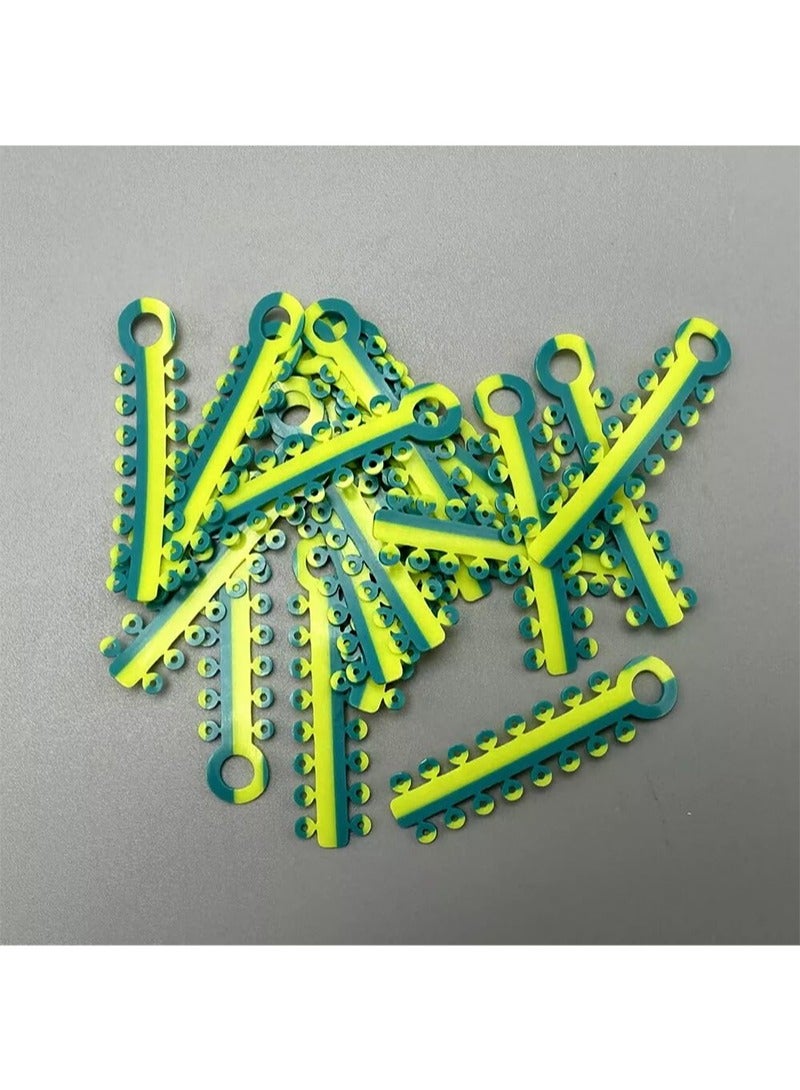 هالونهي 20 عصا (320 قطعة) ربطات تقويم الأسنان ثنائية اللون، ربطات تقويم الأسنان متعددة الألوان، أربطة مطاطية مرنة على شكل حلقة دائرية، أكثر متعة للأطفال والمرضى (أزرق وأصفر) - Image 4