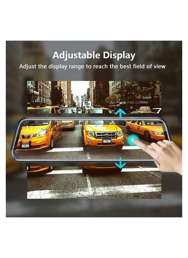 Generic - Night Vision Mirror 1080P FHD Full Touch Screen Front and Rear View Car Backup Camera with Loop Recording Streaming Media 170° Wide Angle Parking Assistance with 10m Cable - Image 1