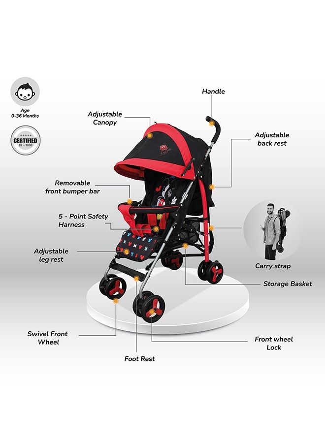 Disney Mickey Mouse Lightweight Adventure Stroller Plus Storage Cabin, 0 - 36 Months - Image 2