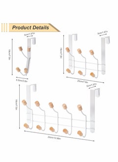 Excefore Over The Door Hooks, Sturdy Metal Over The Door Hanger with Wooden Edge (3 Pcs Set, 20 Hooks)  - Image 4