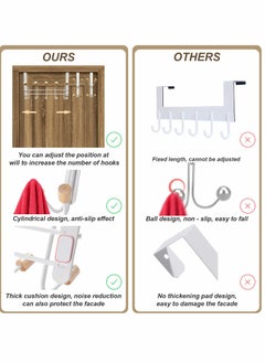 Excefore Over The Door Hooks, Sturdy Metal Over The Door Hanger with Wooden Edge (3 Pcs Set, 20 Hooks)  - Image 3
