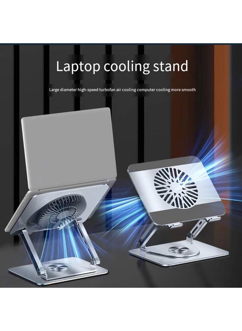 حامل لابتوب مع قاعدة دوارة 360° – مروحة تبريد مغناطيسية قابلة للإزالة، مفصل مزدوج، قابل للطي، لأجهزة 13–15 بوصة - Image 2