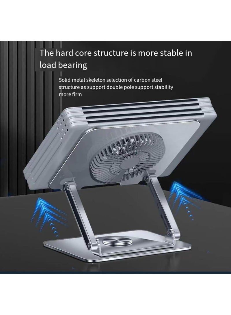 حامل لابتوب مع قاعدة دوارة 360° – مروحة تبريد مغناطيسية قابلة للإزالة، مفصل مزدوج، قابل للطي، لأجهزة 13–15 بوصة - Image 3
