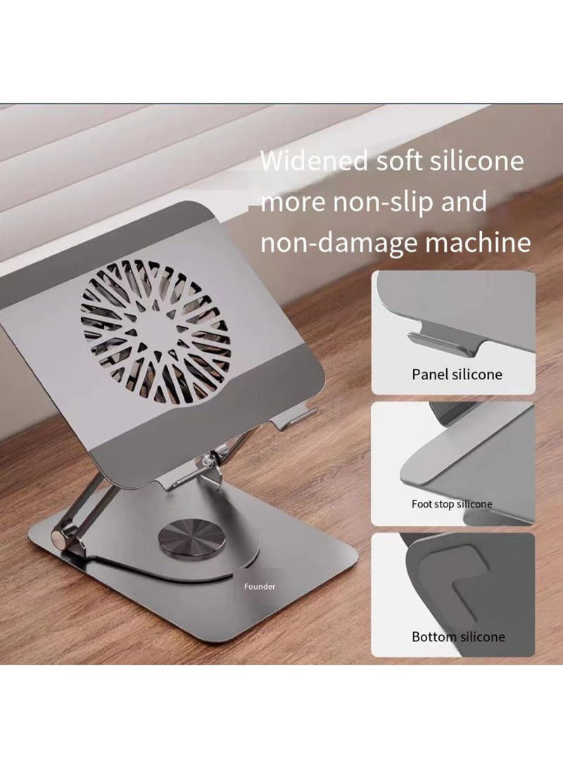 حامل لابتوب مع قاعدة دوارة 360° – مروحة تبريد مغناطيسية قابلة للإزالة، مفصل مزدوج، قابل للطي، لأجهزة 13–15 بوصة - Image 4