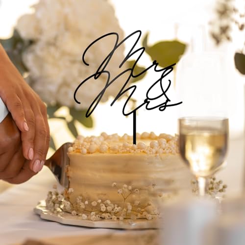 Party to Be Mr & Mrs Black Wedding Cake Topper (Design 01) - Image 2