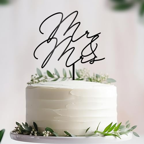 Party to Be Mr & Mrs Black Wedding Cake Topper (Design 01) - Image 4