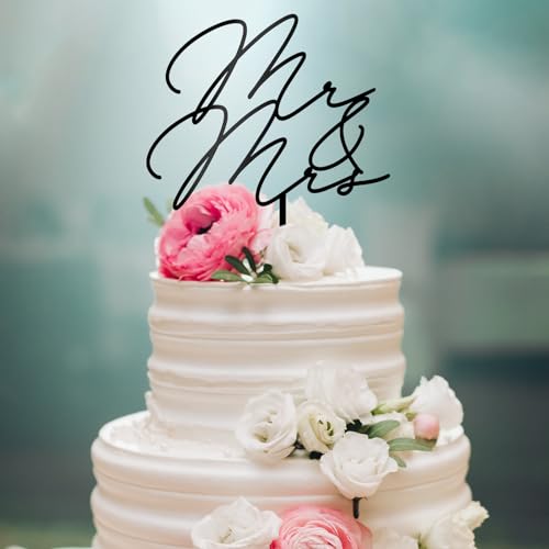 Party to Be Mr & Mrs Black Wedding Cake Topper (Design 01) - Image 3