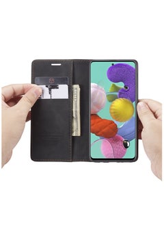 CaseMe CaseMe Samsung Galaxy A51 Case Wallet, for Samsung Galaxy A51 Wallet Case Book Folding Flip Folio Case with Magnetic Kickstand Card Slots Protective Cover - Black  - Image 4