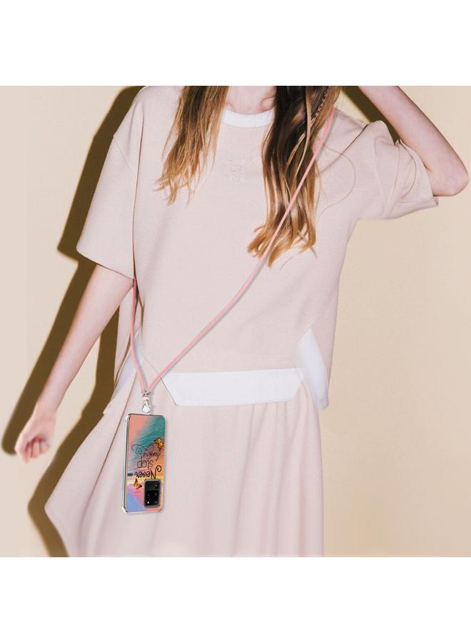 اس-توب جراب لهاتف Samsung Galaxy S20 Ultra بنمط طلاء كهربائي IMD TPU مقاوم للصدمات مع حبل للرقبة - Image 4