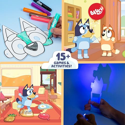 Horizon Group USA Bluey Imagination Case, 15 Games & Activities, Travel-Friendly Bluey Playset With Markers, Crayons, Balloons, Puppets & Games for 3 Year Olds, Fun Bluey Toys & Toddler Games, Bluey Party Decorations - Image 4
