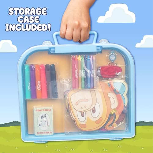 Horizon Group USA Bluey Imagination Case, 15 Games & Activities, Travel-Friendly Bluey Playset With Markers, Crayons, Balloons, Puppets & Games for 3 Year Olds, Fun Bluey Toys & Toddler Games, Bluey Party Decorations - Image 5