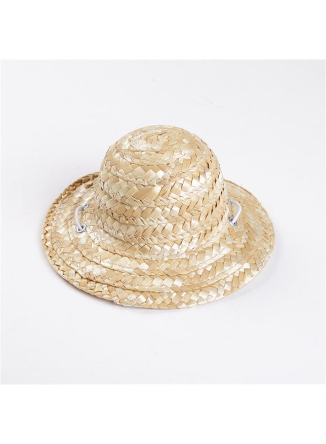 قبعة قش للحيوانات الأليفة قبعة سومبريرو للقطط قبعات للحفلات أزياء تنكرية للتصوير - Image 3